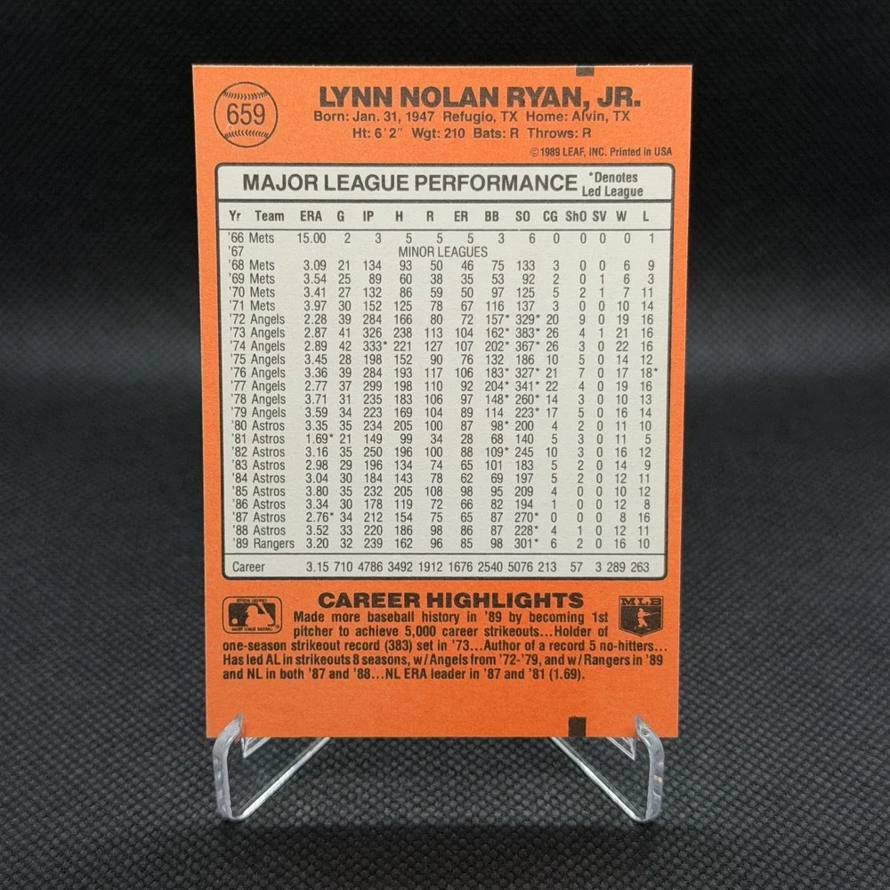 Nolan Ryan 1990 Donruss 5000Ks #659 Rangers Baseball Card NM
